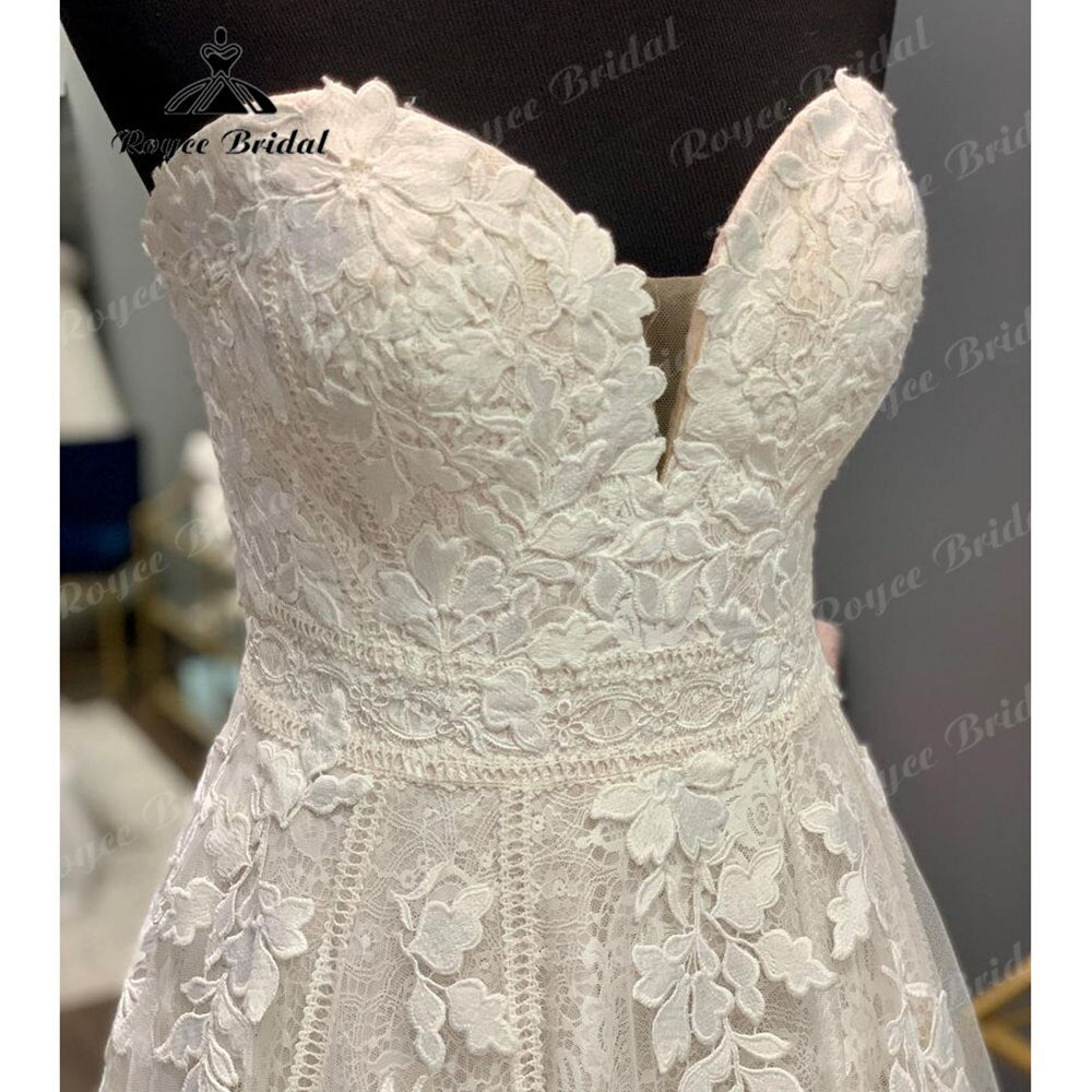Roycebridal Prinzessin Spitze Appliques A-linie Boho Liebsten Erröten Rosa Hochzeit Kleid 2025 Vintage Hochzeit Brautkleider vestido de noiva Sexy