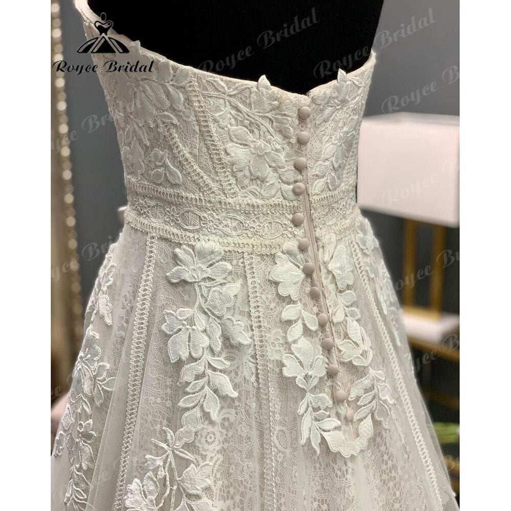 Roycebridal Prinzessin Spitze Appliques A-linie Boho Liebsten Erröten Rosa Hochzeit Kleid 2025 Vintage Hochzeit Brautkleider vestido de noiva Sexy