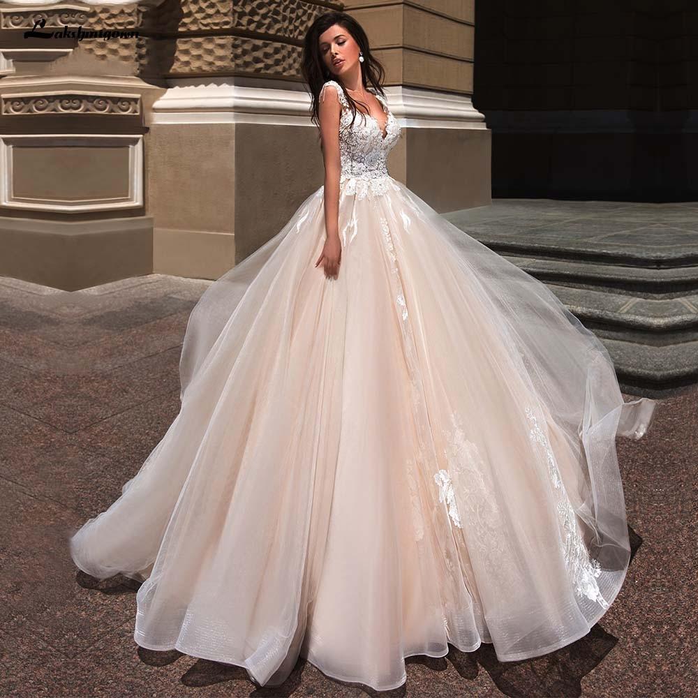 Roycebridal Blush Pink Princess Wedding Dress Elegant Applique