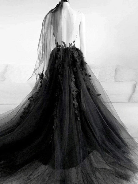 Black floral store wedding dress
