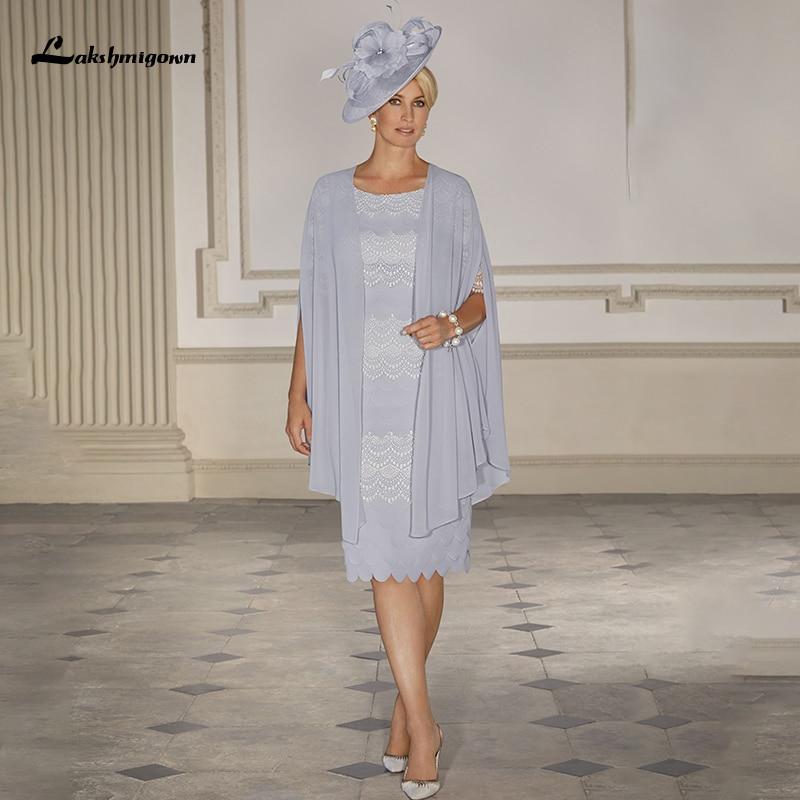 Chiffon Mother Of The Bride Dresses with Jacket Scoop Neckline