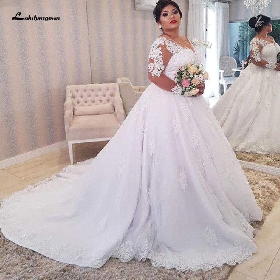 Dubai Plus Size Wedding Dresses Vintage Lace Appliques Long Sleeves - ROYCEBRIDAL OFFICIAL STORE