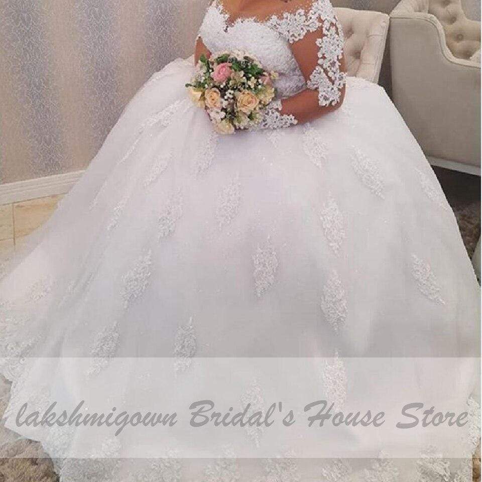 Dubai Plus Size Wedding Dresses Vintage Lace Appliques Long Sleeves - ROYCEBRIDAL OFFICIAL STORE