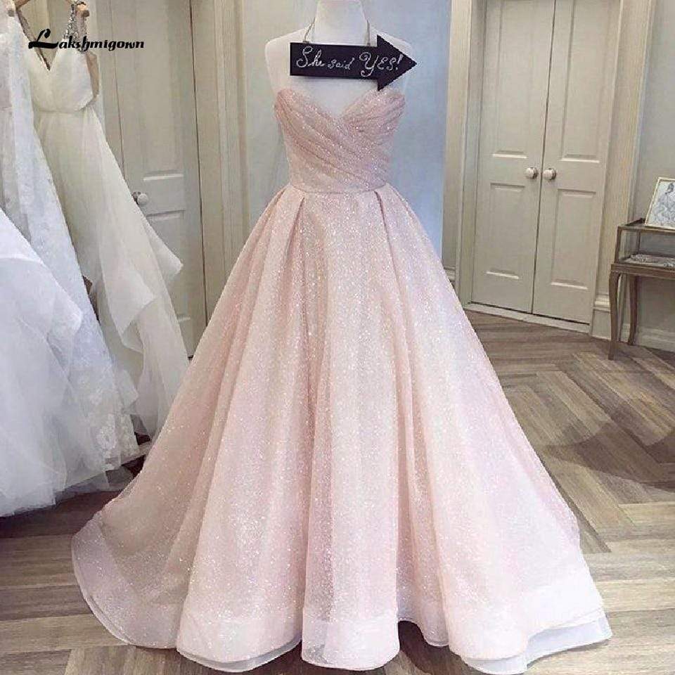 Roycebridal Glitter Tulle Blush Pink Wedding Dresses Off the