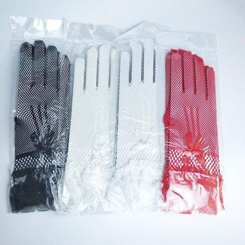 Gothic Black Lace Gloves Through Sexy Short Bridal Gloves - ROYCEBRIDAL OFFICIAL STORE