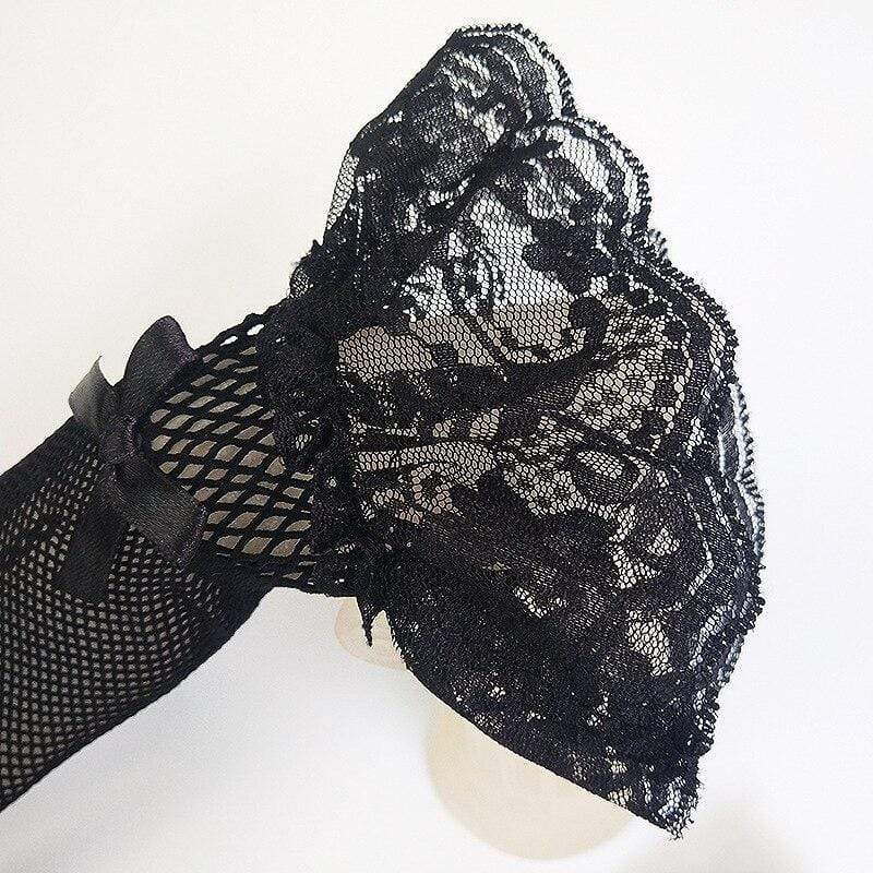 Gothic Black Lace Gloves Through Sexy Short Bridal Gloves - ROYCEBRIDAL OFFICIAL STORE