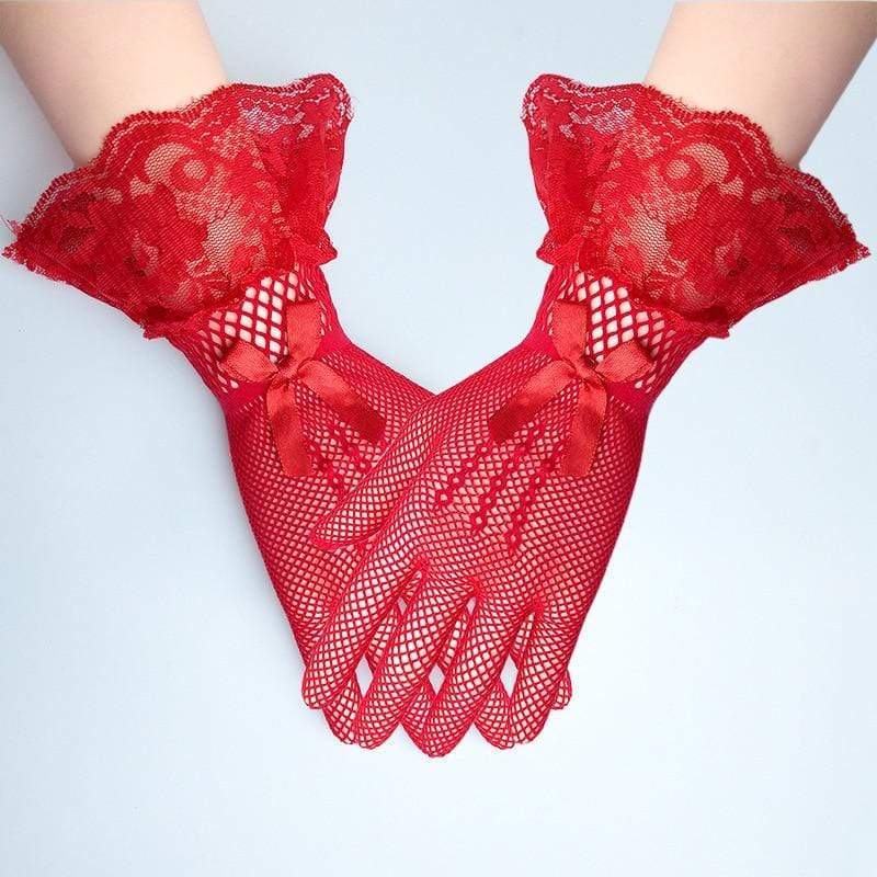 Gothic Black Lace Gloves Through Sexy Short Bridal Gloves - ROYCEBRIDAL OFFICIAL STORE