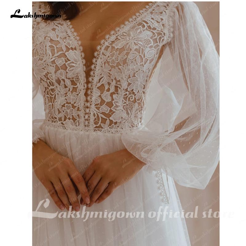 Long Sleeve Wedding Dresses A Line Simple Beach Chiffon - ROYCEBRIDAL OFFICIAL STORE