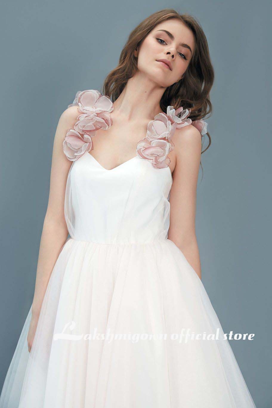 Elegant Short A Line Wedding Dresses with flower Sweetheart Appliques Ankle Length Plus Size Custom Made Bridal Gown - ROYCEBRIDAL OFFICIAL STORE