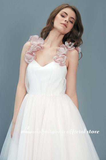 Elegant Short A Line Wedding Dresses with flower Sweetheart  Appliques Ankle Length Plus Size Custom Made Bridal Gown - ROYCEBRIDAL OFFICIAL STORE