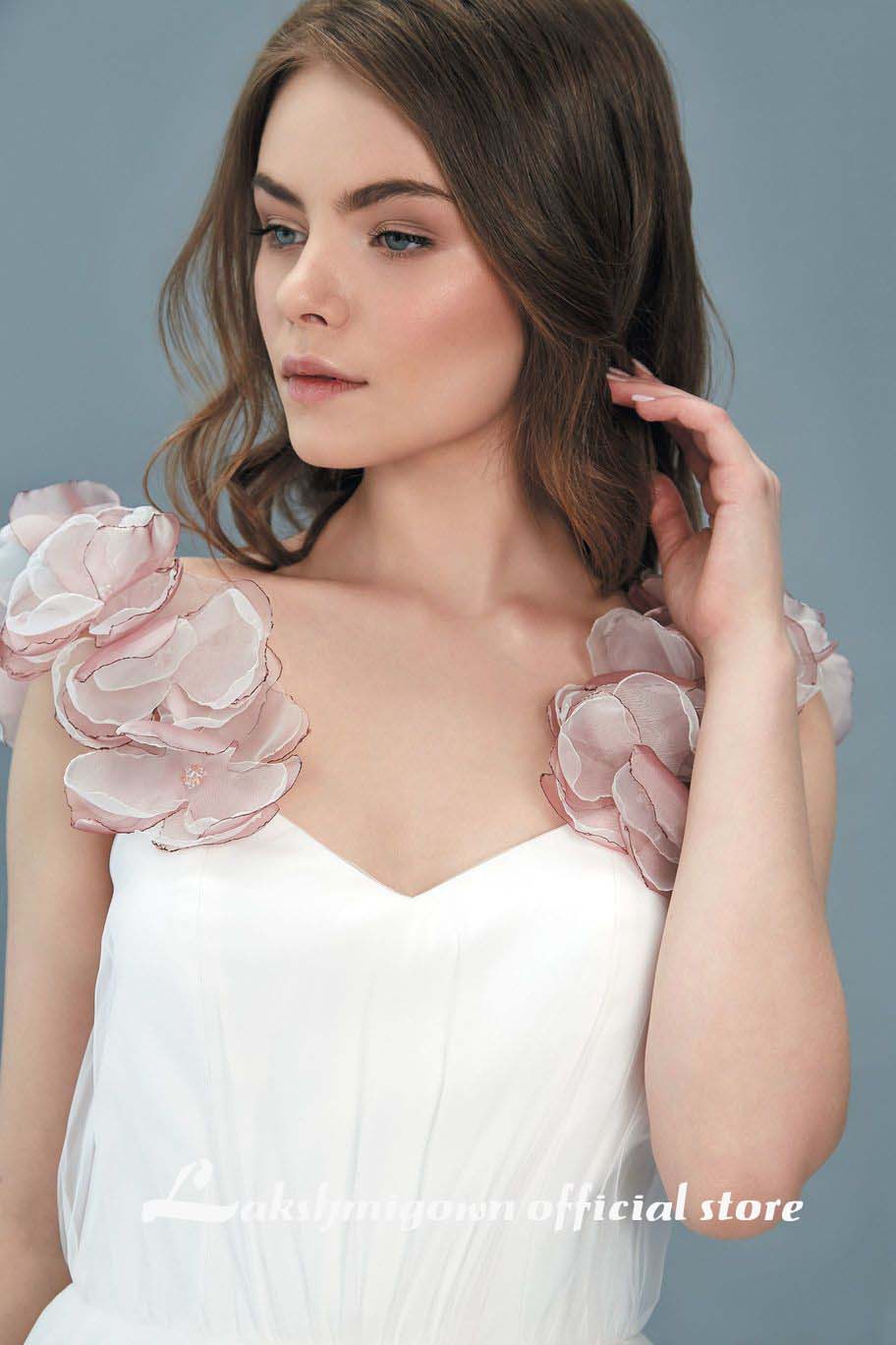 Elegant Short A Line Wedding Dresses with flower Sweetheart Appliques Ankle Length Plus Size Custom Made Bridal Gown - ROYCEBRIDAL OFFICIAL STORE
