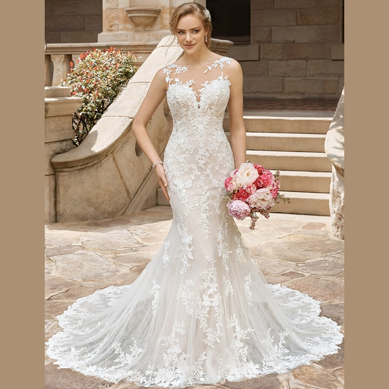 Robe de mariée Roycebridal, sirène, dentelle, décolleté en cœur, spaghetti, 2 en 1, dos nu, pour fête, grande taille