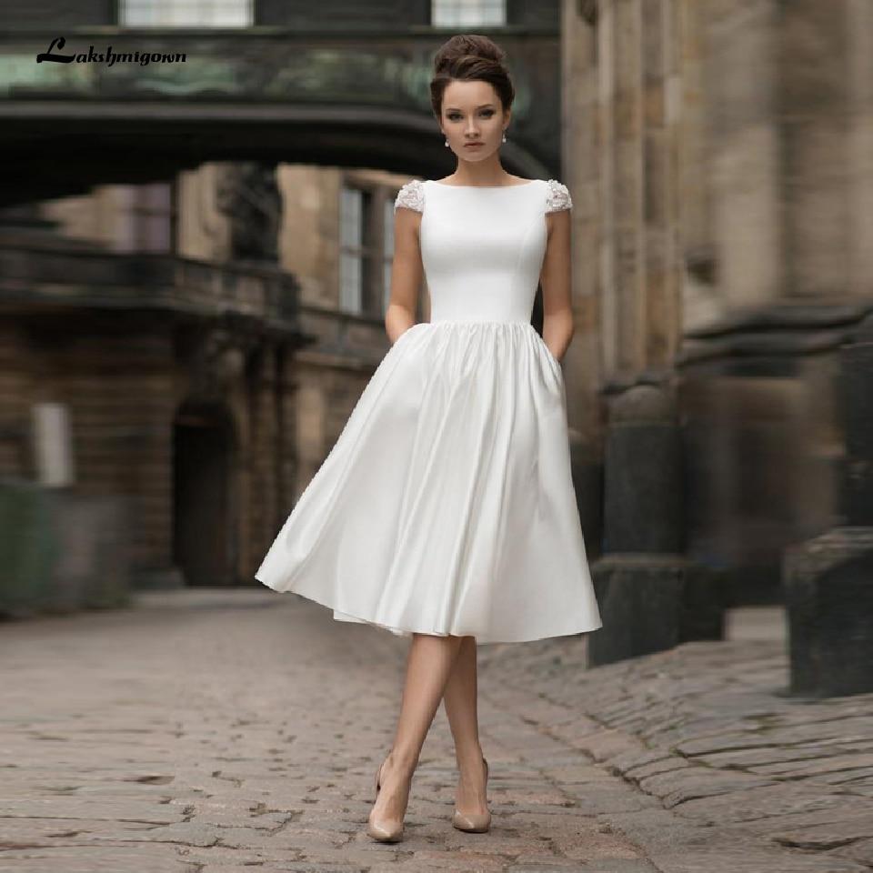 Roycebridal Satin Short Wedding Dresses for Bridal Sexy Backless