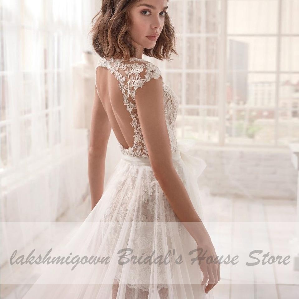 Short Wedding Dress Boho Beach Vintage Lace Bridal Dresses - ROYCEBRIDAL OFFICIAL STORE