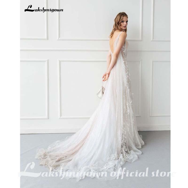 Simple Wedding Dress Spaghetti Straps Floor Length Lace - ROYCEBRIDAL OFFICIAL STORE