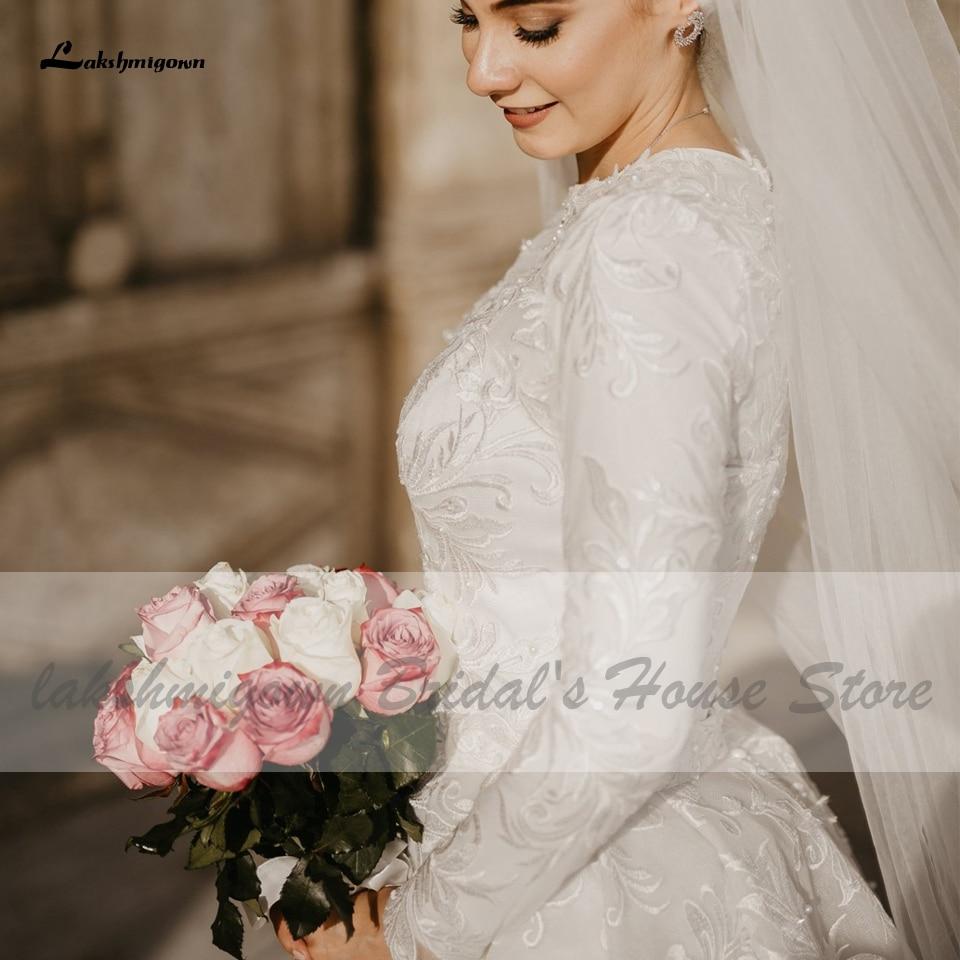 Vintage Lace Arabic Muslim Wedding Gown Off White Long Sleeve - ROYCEBRIDAL OFFICIAL STORE