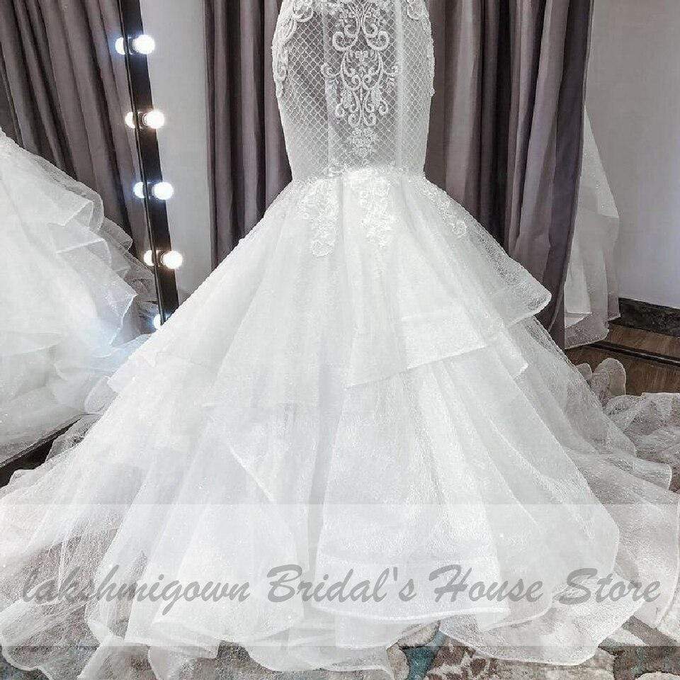 Vintage Lace Two Piece Wedding Dress Detachable Skirt - ROYCEBRIDAL OFFICIAL STORE
