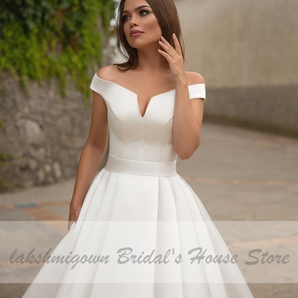 Vintage Satin Dress Country Wedding Gowns with Pockets - ROYCEBRIDAL OFFICIAL STORE