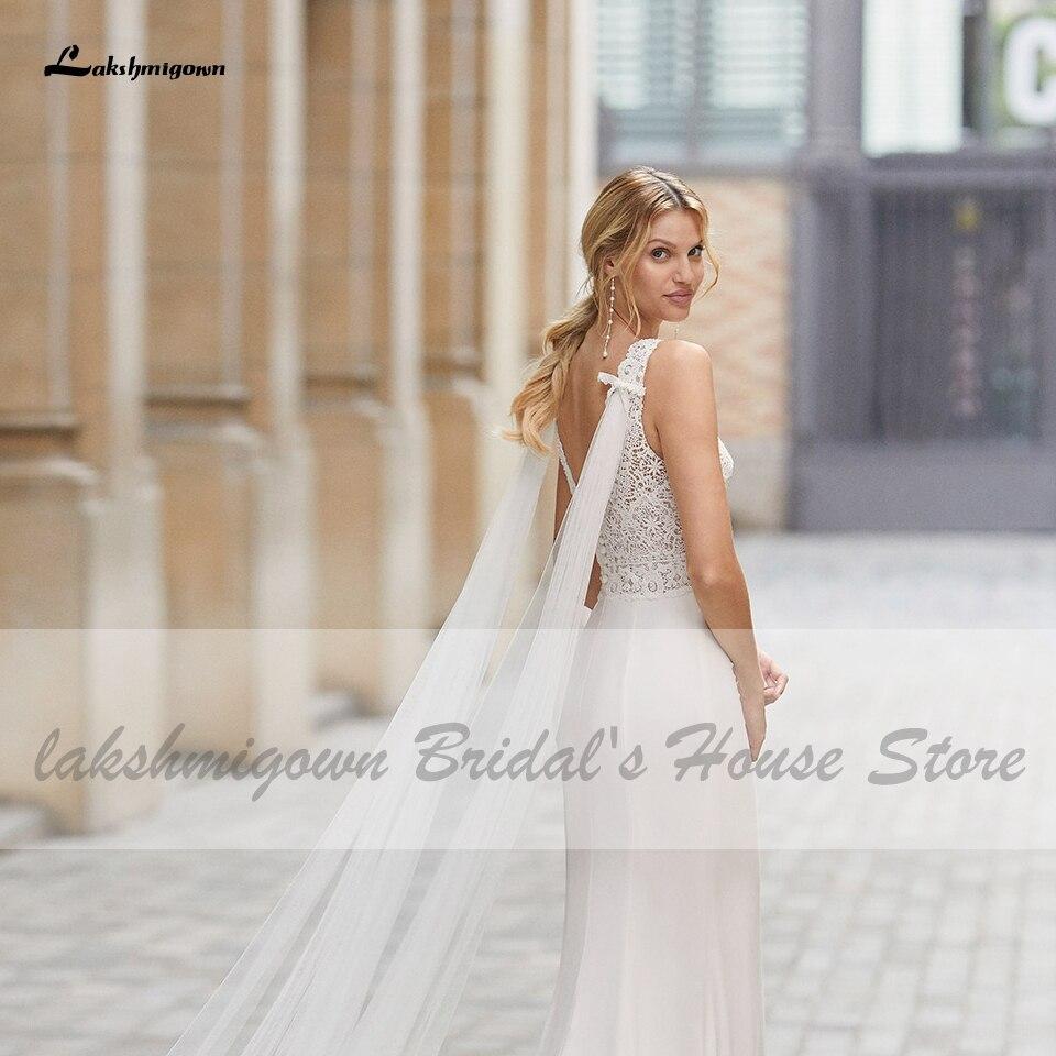Vintage Satin Wedding Dress with Wings Boho Style V-neck - ROYCEBRIDAL OFFICIAL STORE