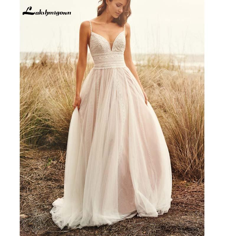 Wedding Dress Lace V Neck Champagne Wedding Gown Dress Princess - ROYCEBRIDAL OFFICIAL STORE