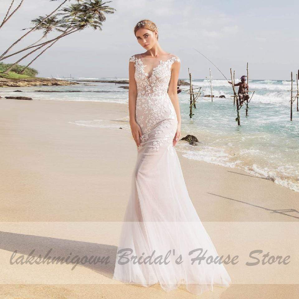 Women Mermaid Wedding Dress with Detachable Skirt - ROYCEBRIDAL OFFICIAL STORE