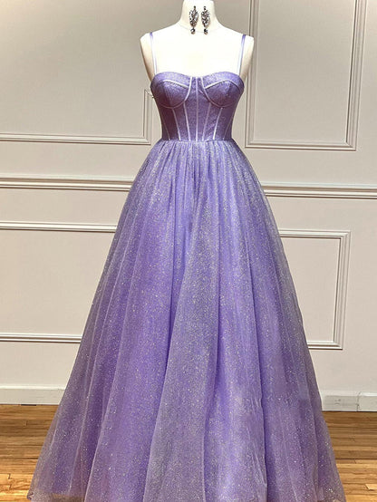 Roycebridal Julissa |A Line Glitter Tulle Prom Dress with Pockets