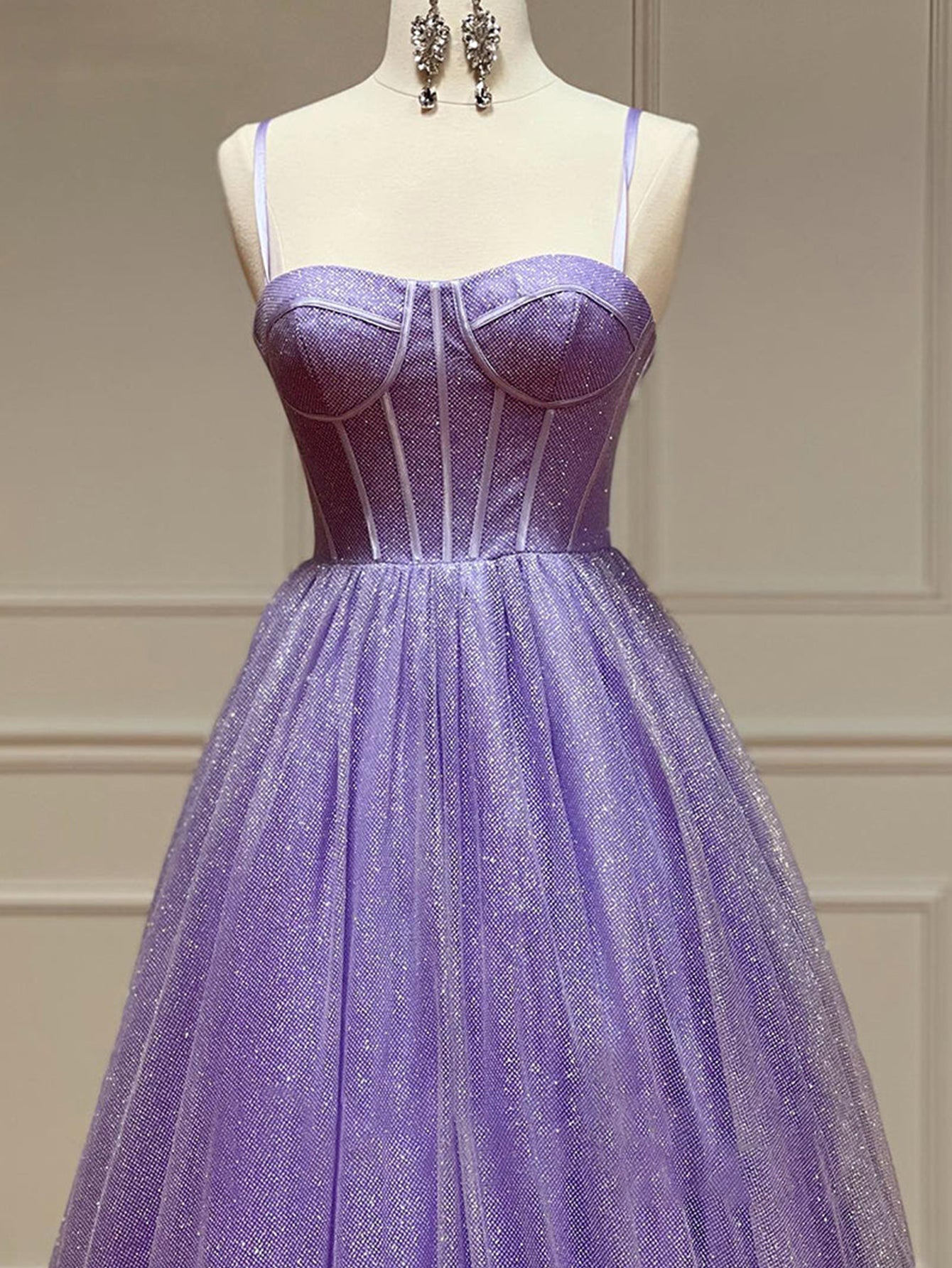 Roycebridal Julissa |A Line Glitter Tulle Prom Dress with Pockets