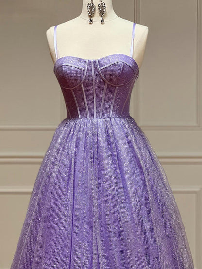Roycebridal Julissa |A Line Glitter Tulle Prom Dress with Pockets