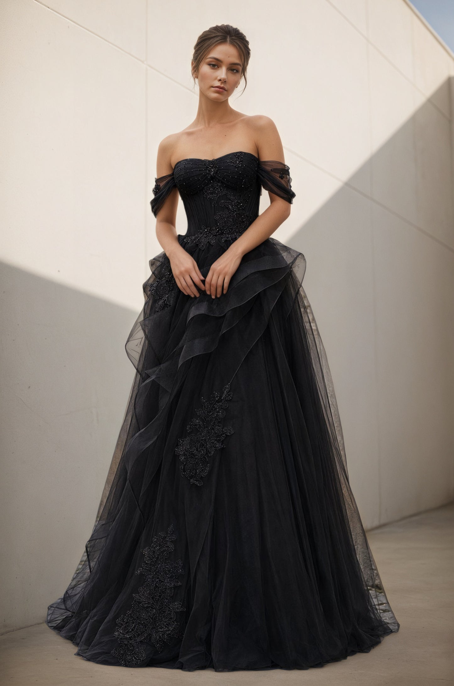 Green Tulle Lace Long Prom Dresses Customized