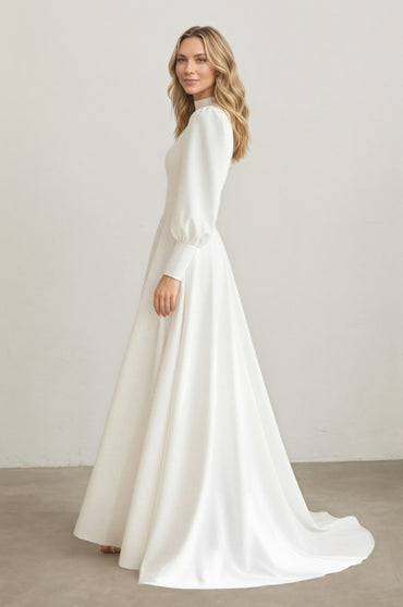 Vestido de novia mono de satén boho escote corazón fuera del hombro personalizado
