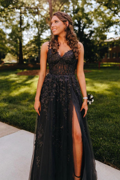 Roycebridal Mariana |A-line Sweetheart Lace Tulle Prom Dress with Slit