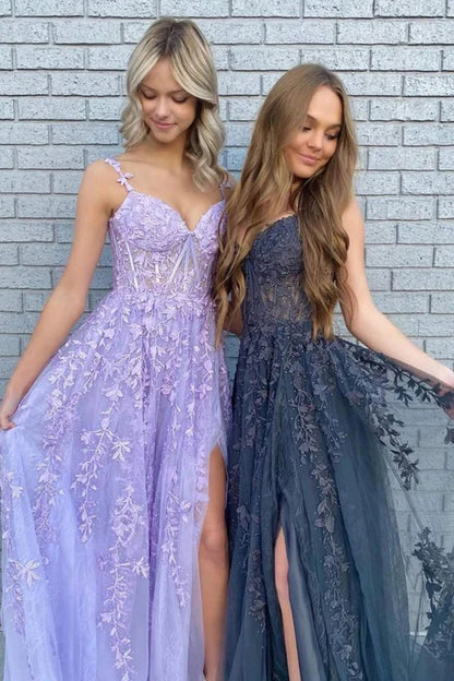 Roycebridal Mariana |A-line Sweetheart Lace Tulle Prom Dress with Slit