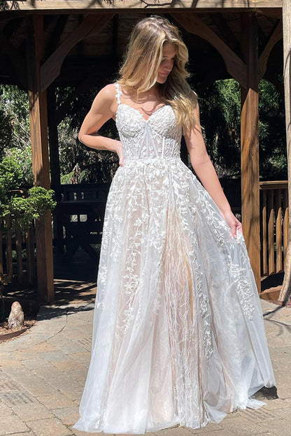 Roycebridal Mariana |A-line Sweetheart Lace Tulle Prom Dress with Slit