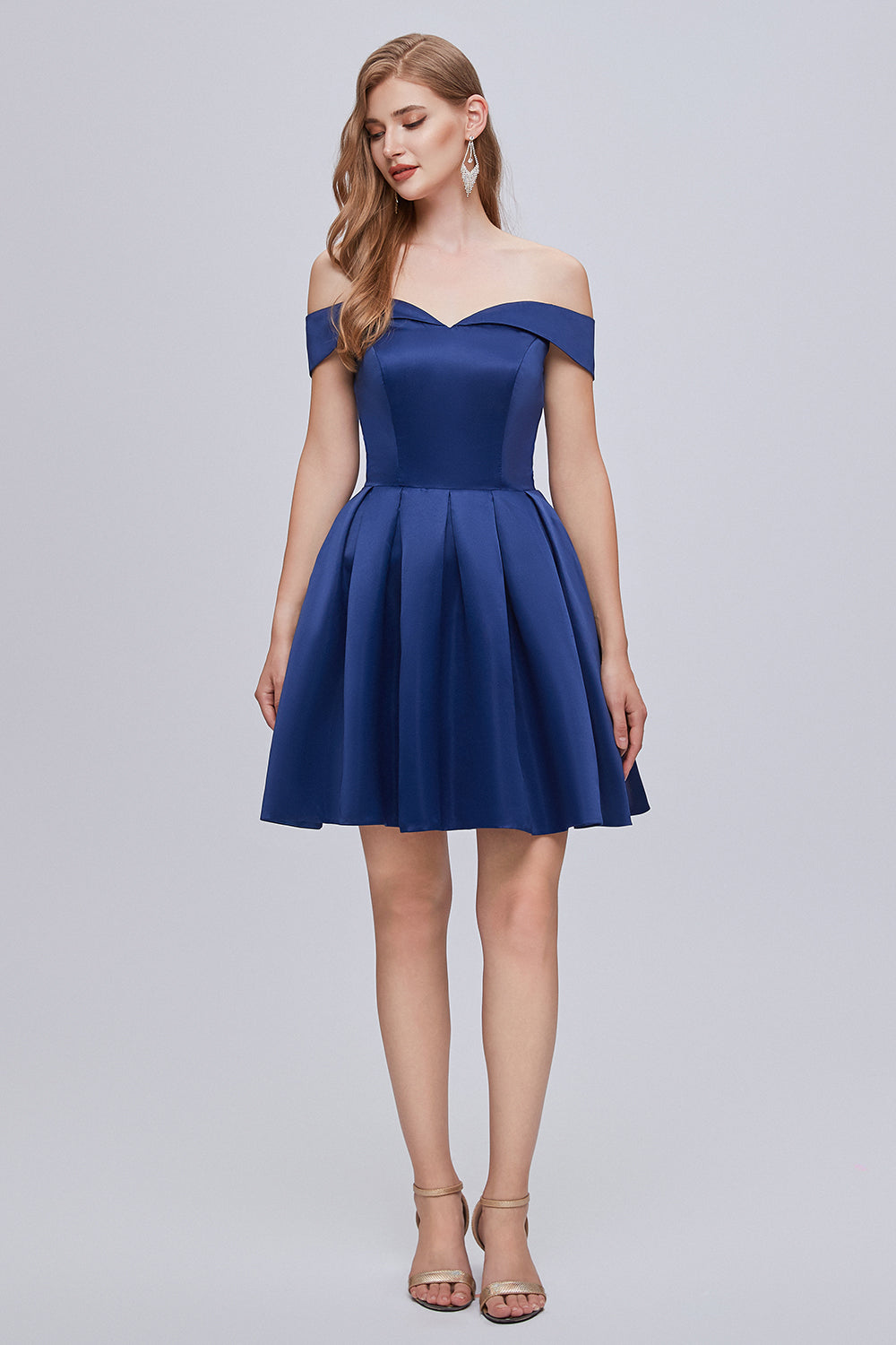 Cute Off The Shoulder Lace Up Satin Homecoming Dresses