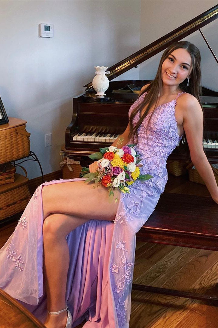 Roycebridal Kalista | Elegant V-Neck Light Yellow long Prom Dress with Lace Appliques