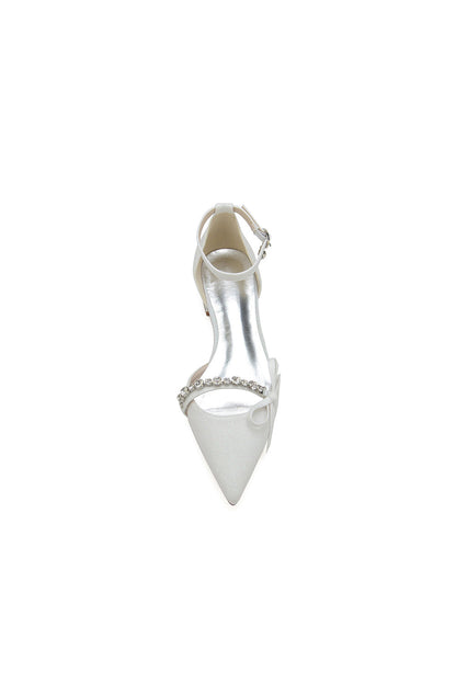 Crystal Strap Bow Tie Low Heels