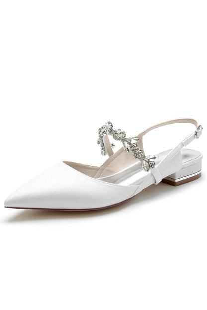 Crystal Strap Pointed Toe Low Heels