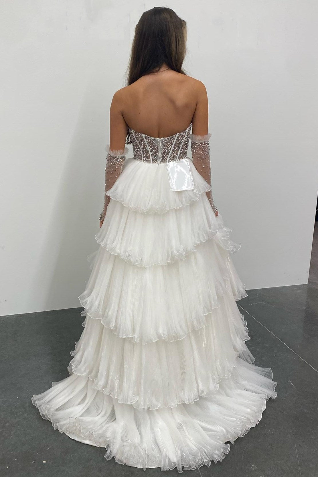 Roycebridal Lana |A-line Sweetheart Tiered Organza Prom Dress with Detachable Sleeves