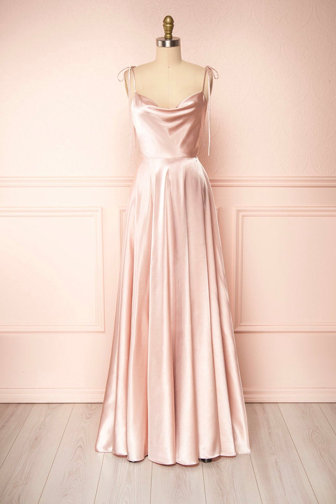 Roycebridal Vienna | Simple Satin Long A-Line Prom Dress Spaghetti Straps Evening Dress