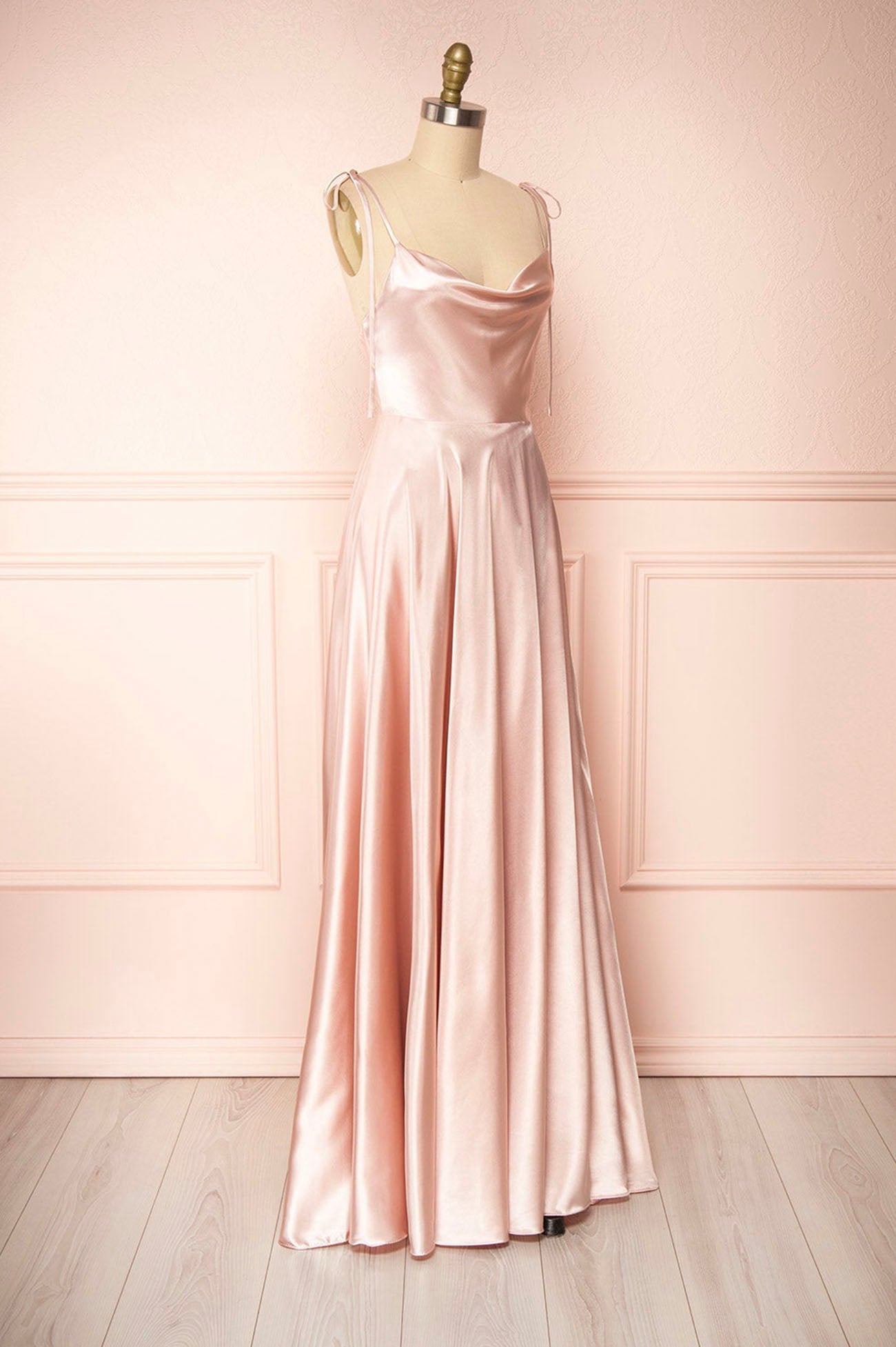 Roycebridal Vienna | Simple Satin Long A-Line Prom Dress Spaghetti Straps Evening Dress