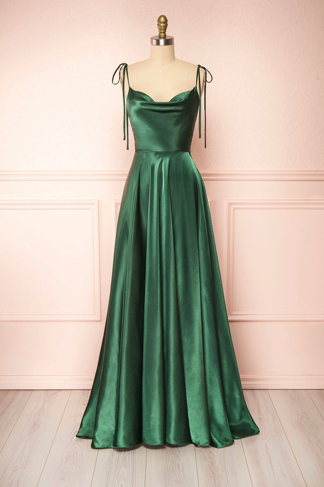 Roycebridal Vienna | Simple Satin Long A-Line Prom Dress Spaghetti Straps Evening Dress