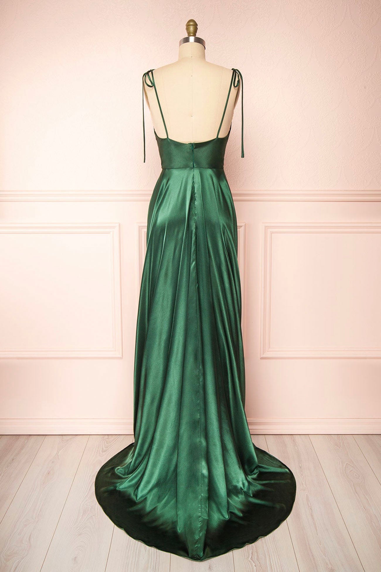 Roycebridal Vienna | Simple Satin Long A-Line Prom Dress Spaghetti Straps Evening Dress
