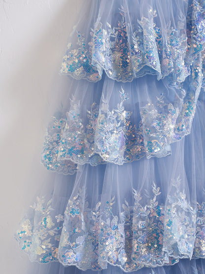 Roycebridal Princess A Line Off the Shoulder Corset Prom Dress with Lace Ruffles