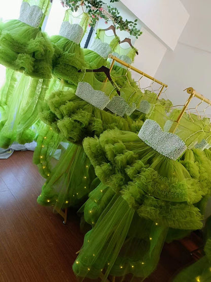 Roycebridal Elegant Green Pearls Flower Girl Dress Princess Baby Kids Wedding Birthday First Communion Party Gown 2025 J301