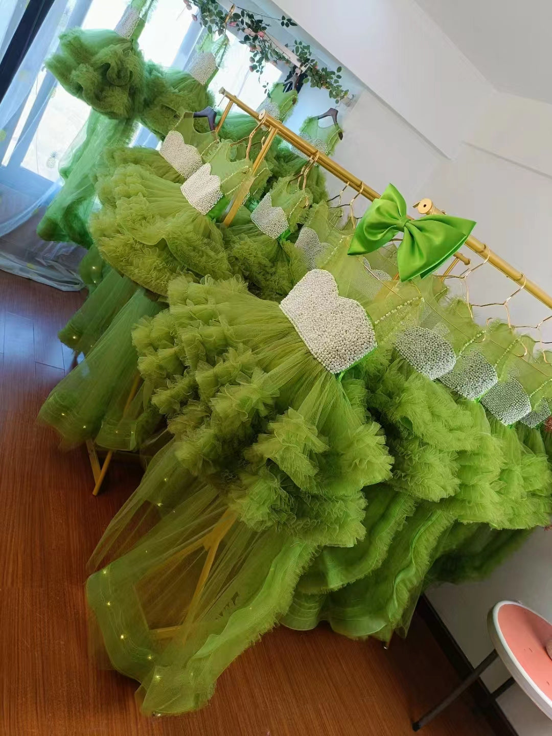 Roycebridal Elegant Green Pearls Flower Girl Dress Princess Baby Kids Wedding Birthday First Communion Party Gown 2025 J301