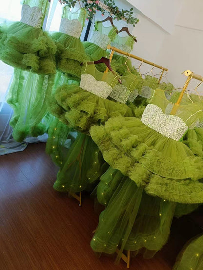 Roycebridal Elegant Green Pearls Flower Girl Dress Princess Baby Kids Wedding Birthday First Communion Party Gown 2025 J301