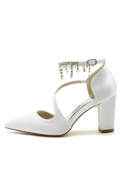 Pearl Tassel Block Heel Sandals