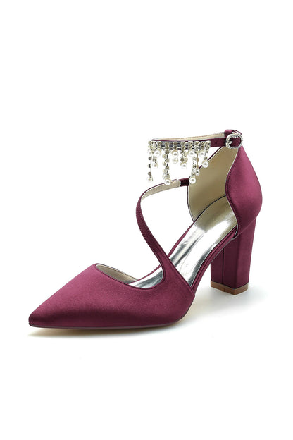 Pearl Tassel Block Heel Sandals