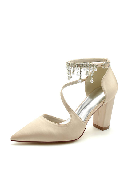 Pearl Tassel Block Heel Sandals