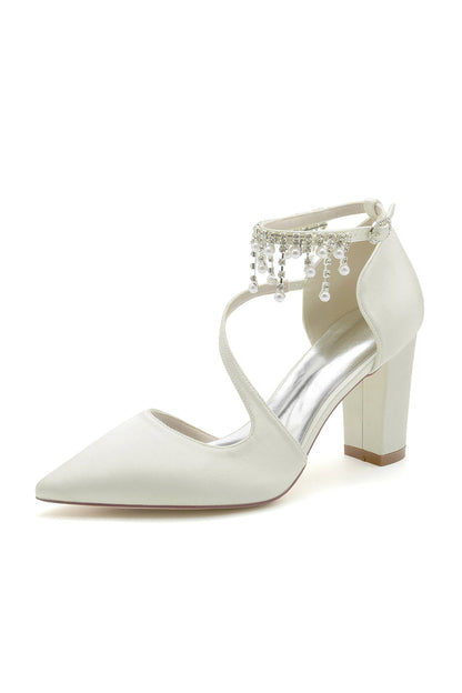 Pearl Tassel Block Heel Sandals